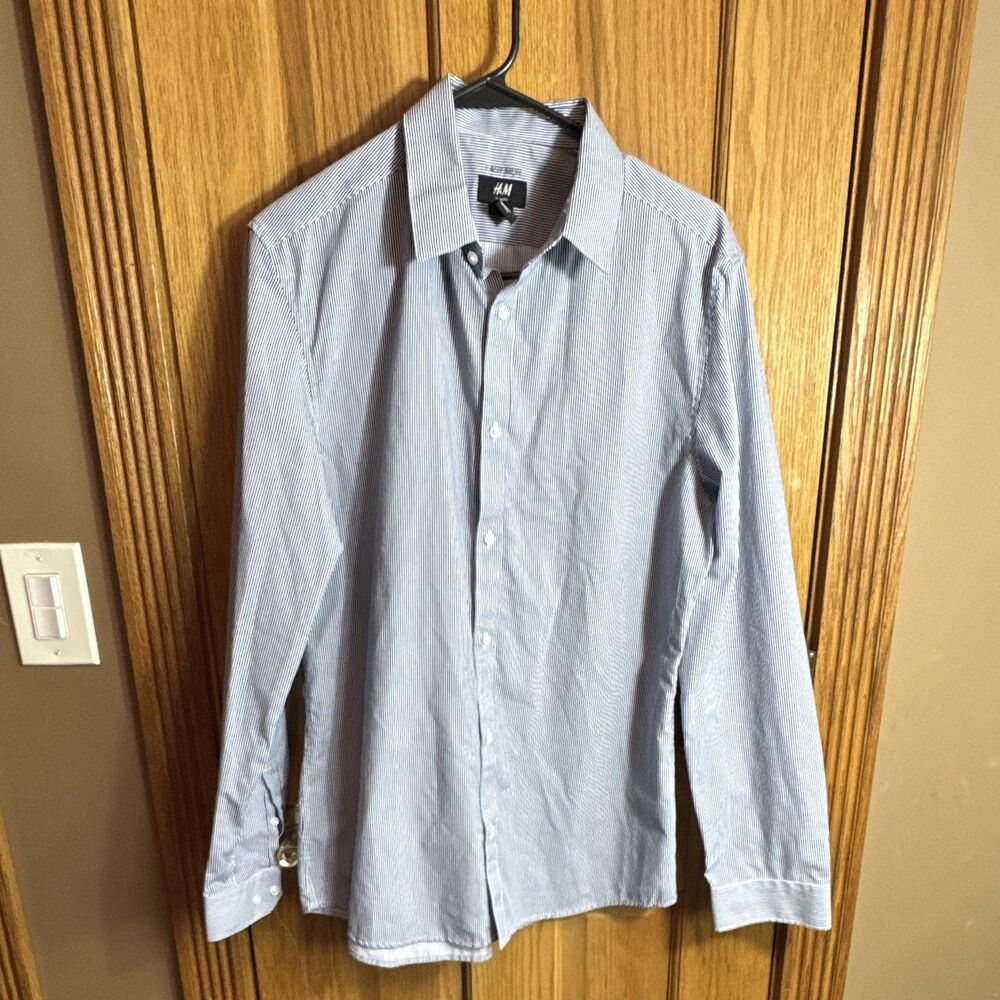 H&M Slim Fit Striped Button Up, Medium